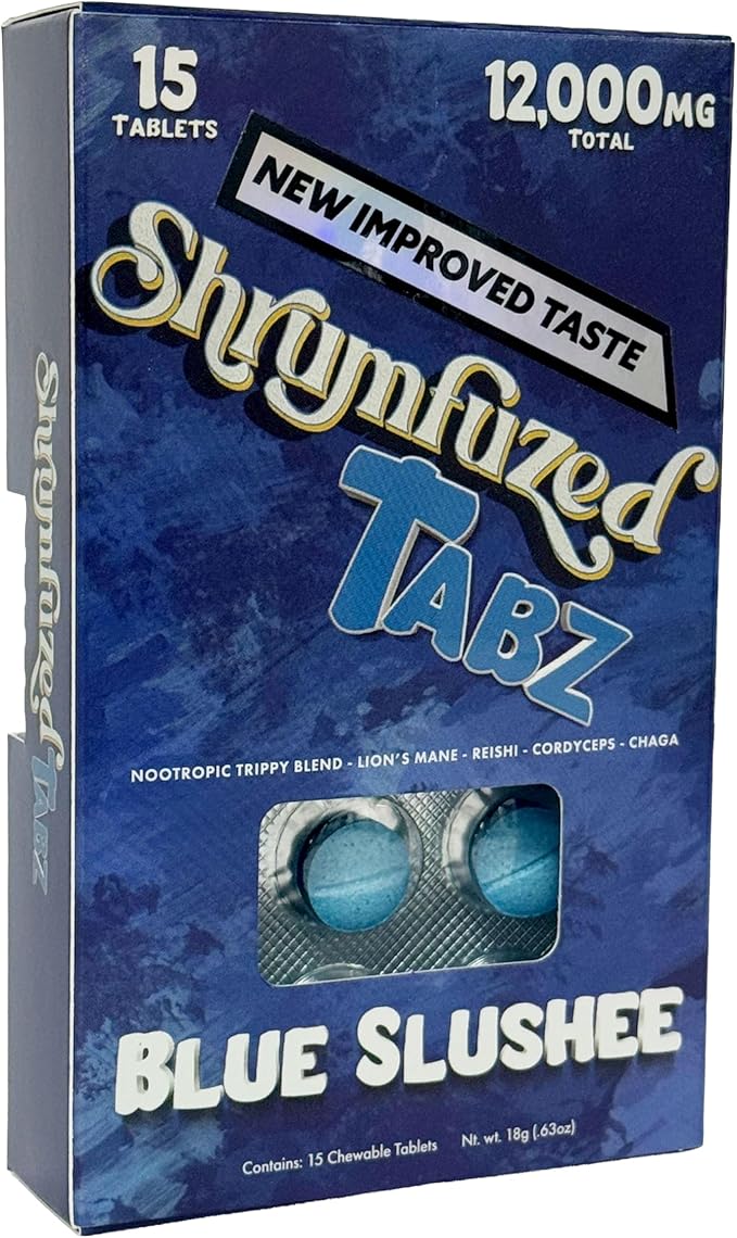 Proprietary Nootropic Chewable Tablets 12000mg - Now with New Improved Taste! - Lion's Mane Reishi Chaga and Cordycep Nootropic Mushroom Blend (15pk Blue Slushee)