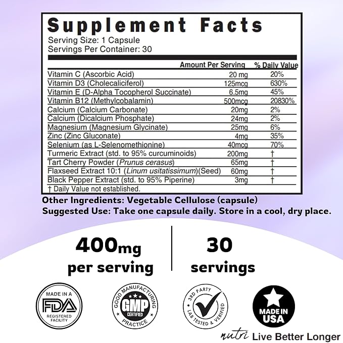 LupuEase Lupus Relief Products Multivitamin Lupus Supplements - Vitamin C D3 E B12 Turmeric Curcumin Extract (std. 95% curcuminoids) - Omega 3 Fatty Acids - 30 Day Supply - 400mg - Nutri