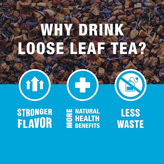 Tiesta Tea Blueberry Wild Child Loose Leaf Blueberry Hibiscus Herbal Tea Premium Non-Caffeinated Blend Make Hot or Iced Brews Up to 200 Cups 16 Ounce Resealable Bulk Pouch
