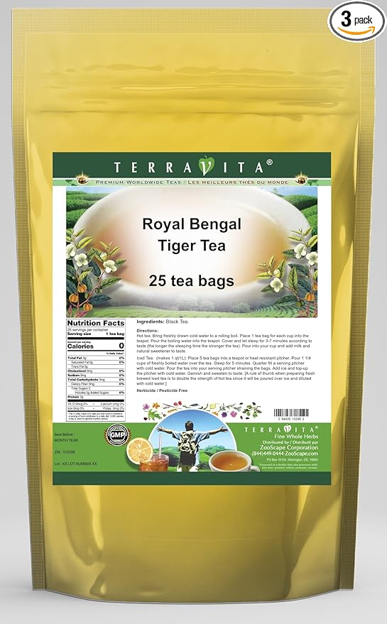 Royal Bengal Tiger Tea (25 tea bags ZIN: 510298) - 3 Pack