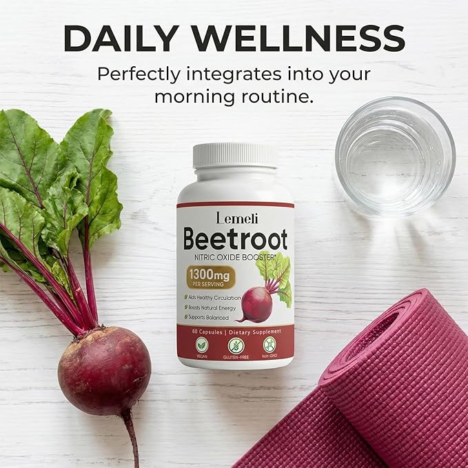 Lemeli Beetroot - 1300mg Lemeli Beet Root Capsules Boost Vitality Immune and Digestive Pure Non-GMO &amp Gluten Free Beet Root Supplement 60 Capsules (1)