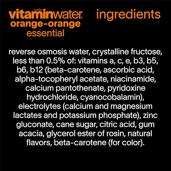 vitaminwater Essential Orange-Orange Flavored Water Beverage 20 fl oz Bottles 12 Pack