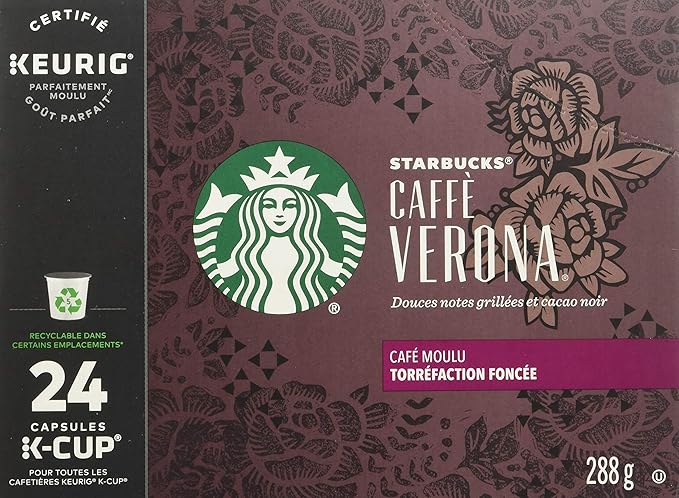 Starbucks Caffe Verona Dark K-Cup for Keurig Brewers 24 Count (Pack of 4)