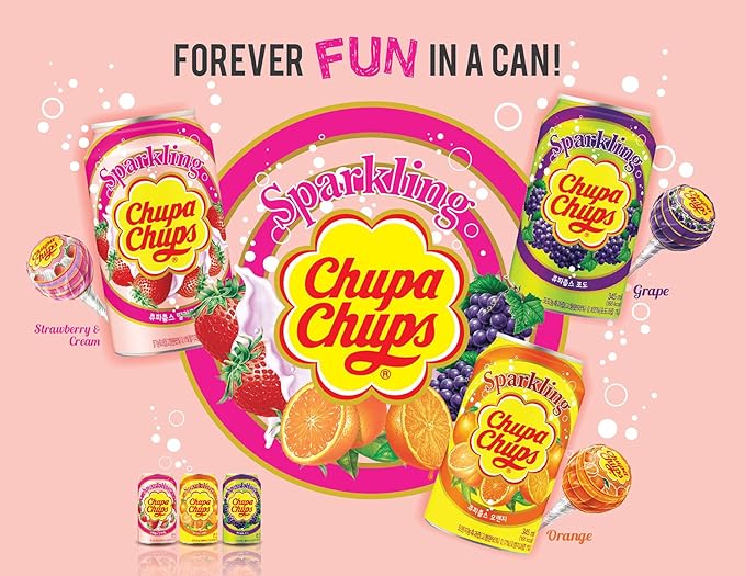 Namyang Chupa Chups Sparkling Soda Flavor 345ml (Grape 6 Cans)