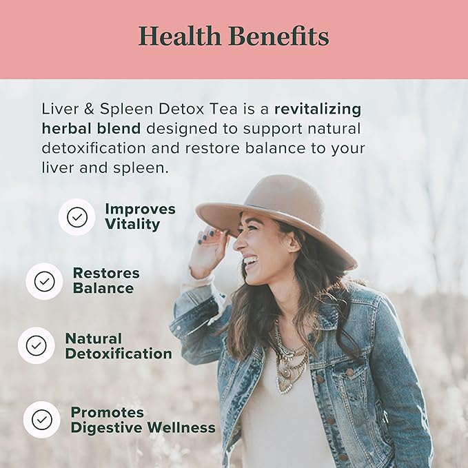 Jade Tea - Organic Liver &amp Spleen Detox Tea - Organic Dandelion Root Tea Burdock Root Ginger Root &amp Orange Peel - Supports Liver Kindey Gallbladder &amp Spleen Health - Apple Cinnamon Fla