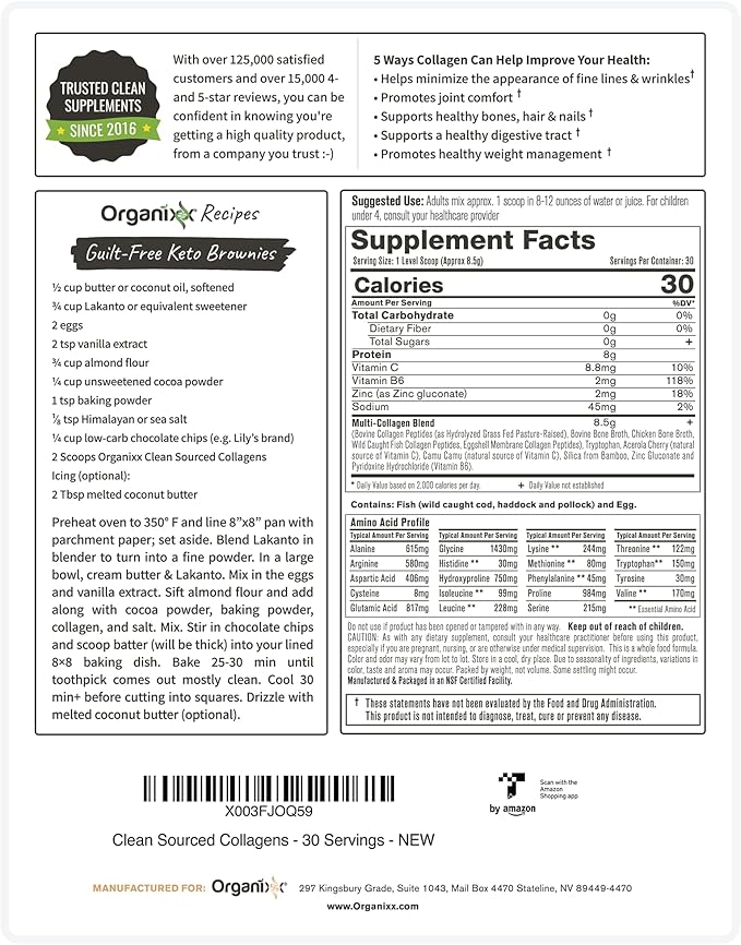 Organixx Clean Sourced Collagens (30 Serv) &amp Joint &amp Muscle Care (60 Caps) Bundle Collagen Protein plus Organic Turmeric Frankincense &amp Myrrh Supports Joint Skin Hair &amp Immune Hea