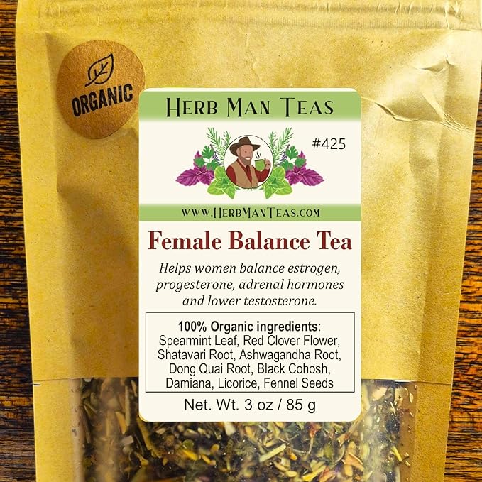 FEMALE HORMONE BALANCE TEA - Balances female and adrenal hormones formulated by master herbalist Khabir -100% Organic Non-GMO