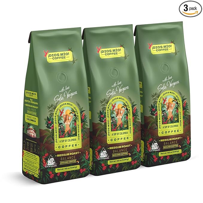 Dios Mio Coffee by Sofia Vergara Medium Roast Ground Premium Colombian Coffee 12 Ounce Bag (Pack of 3)