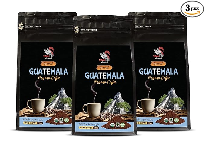 organic coffee 12oz - GUATEMALA GROUND COFFEE ORGANIC arabica dark roast low acidity fair trade - guatemala coffee beans 3 Bags (36 Oz)