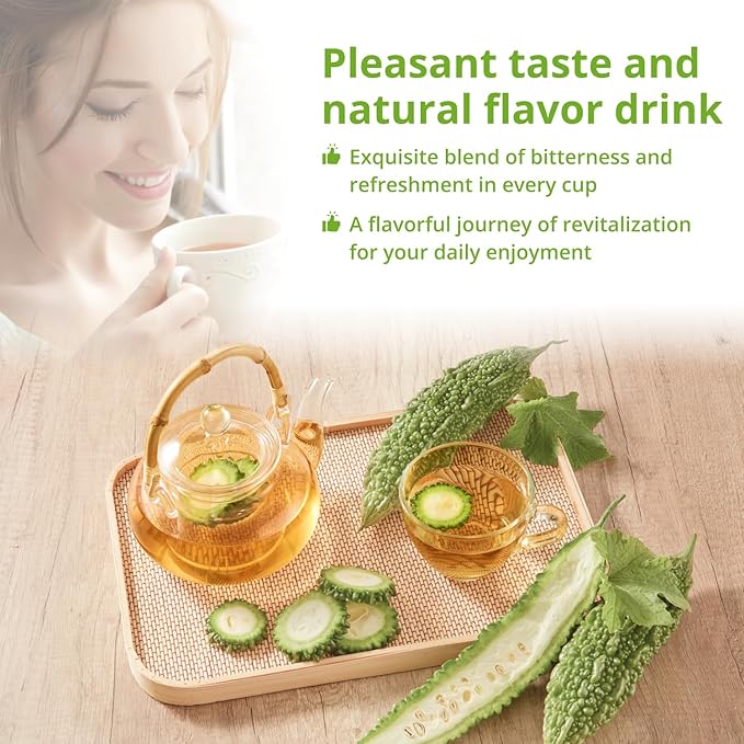 VIDA FARM 75 Premium Bitter Melon Tea Bags Zero Sugar Tea Handpicked 100% Pure and Natural Dried Bitter Melon Non-GMO No Caffeine Gluten-Free Vegan