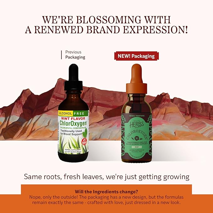 Herbs Etc. ChlorOxygen Chlorophyll Concentrate - Highly-Concentrated Energy Support - Aids Healthy Blood Circulation - Natural Vitality Support - Alcohol-Free - Mint 2 fl oz (About 132 Servings)
