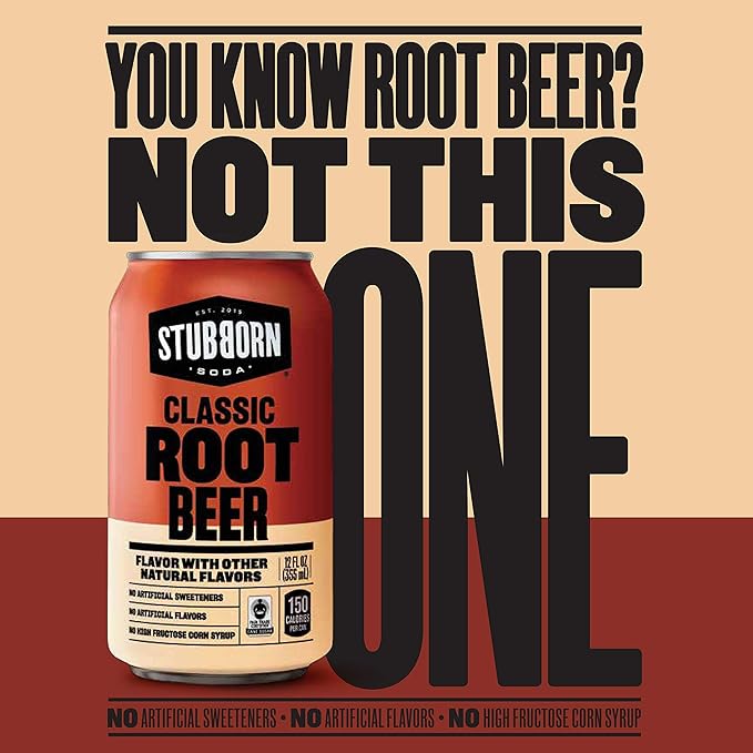 STUBBORN SODA 3 Flavor Variety Pack 12oz Cans (Two packs of 12)