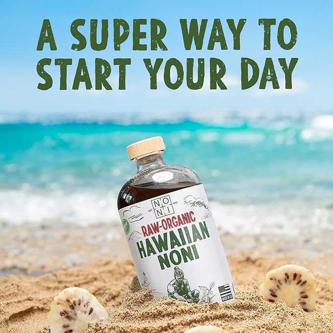 Healing Noni - 100% Pure RAW Noni Juice - USDA Organic Premium Strength Cold Pressed Hawaiian-Grown Superfood - (32oz 1 Pack)
