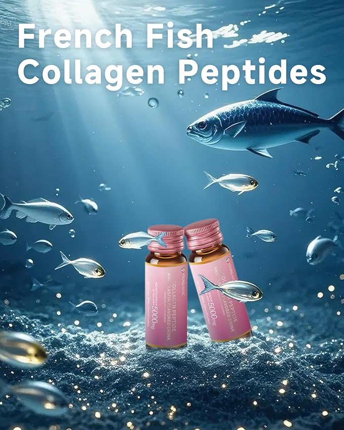 Ageless Beauty Marine Collagen Drink Liquid Collagen from Franch with 5000mg Hydrolyzed Collagen Korean Collagen Tripeptide and Skipjack Elastin Peptide Supports Skin Less Wrinkles 0 Additives