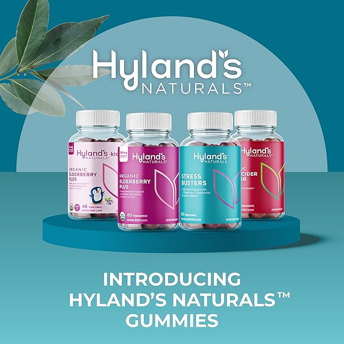 Hyland's Kids Organic Elderberry Plus Gummies Organic Black Elderberry with ZINC and Vitamin C Immune Support for Children 48 Vegan Gummies