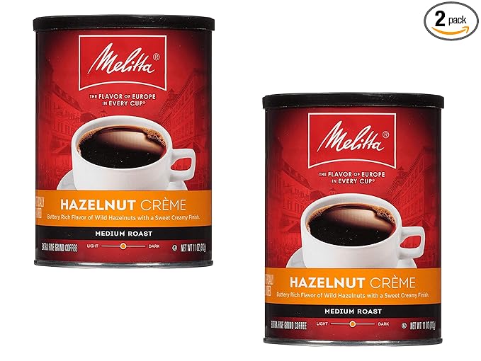 Melitta Ground Coffee Hazelnut Crème 11oz Can (Pack of 2)