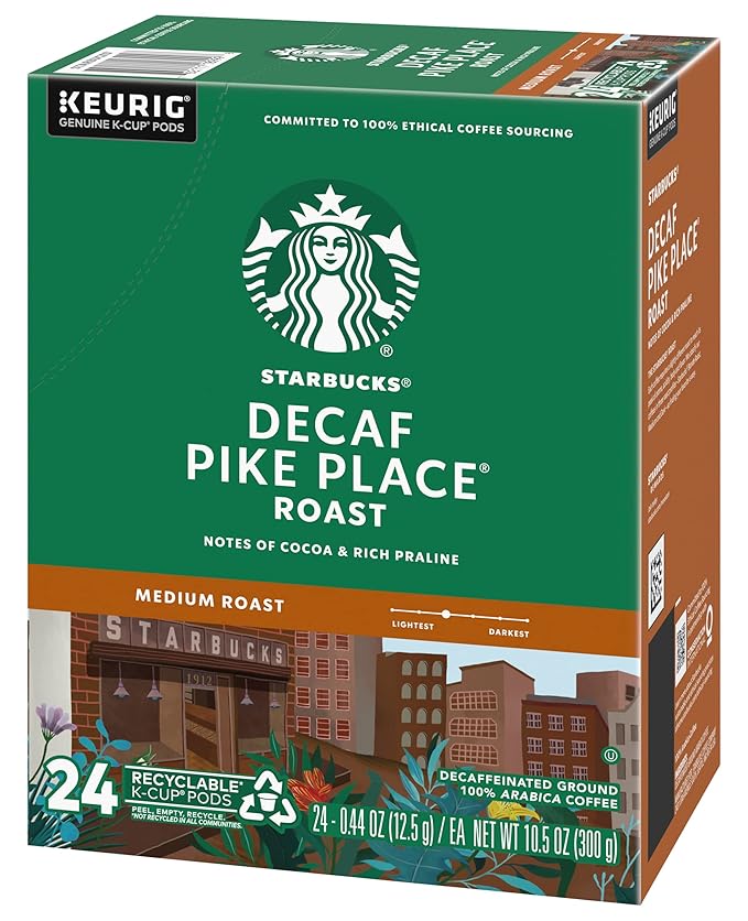 Starbucks Pike Place Decaffeinated Coffee Single-Serve K-Cup 24 Count