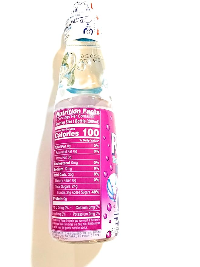 Ramune Carbonated Soda Combo-2 Grape Flavor2 Melon Flavor2 Strawberry Flavor(6.76 Fl Oz Each)