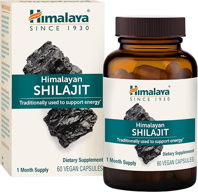 Himalaya Shilajit - Herbal Energy Supplements with Fulvic Acid and 85+ Trace Minerals from Shilajit Resin Vegan Non-GMO Gluten Free 250 mg 60 Capsules