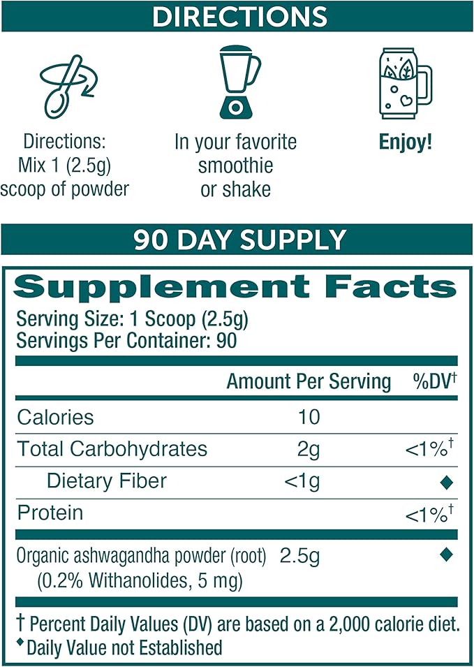 Himalaya 100% USDA Certified Organic Ashwagandha Root Powder Herbal Supplement Supports Relaxation Stress Relief Energy Occasional Sleeplessness Non-GMO Vegan Flavorless 7.9 Oz Bag