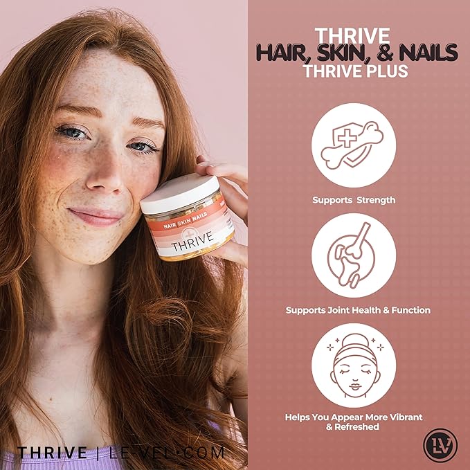 Le-Vel Thrive Premium Collagen with Biotin 3500mcg Vitamin C Zinc and Turmeric – Hair Skin Nails Joints – Hydrolyzed Marine Collagen Ashwagandha Keratin Organic Kelp 60 Capsules