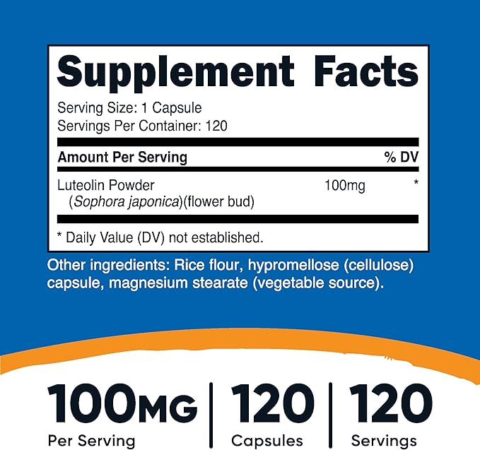 Nutricost Luteolin 100mg 120 Capsules - Vegetarian Friendly Non-GMO Gluten Free