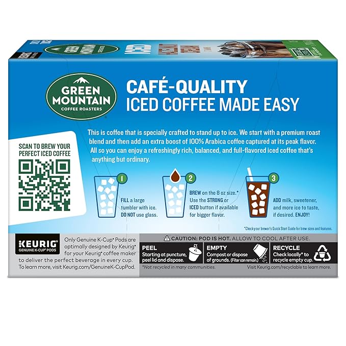Green Mountain Coffee Roasters ICED Hazelnut Cream Single Serve Keurig K-Cup Pods Flavored Iced Coffee 60 Count (6 Packs of 10)
