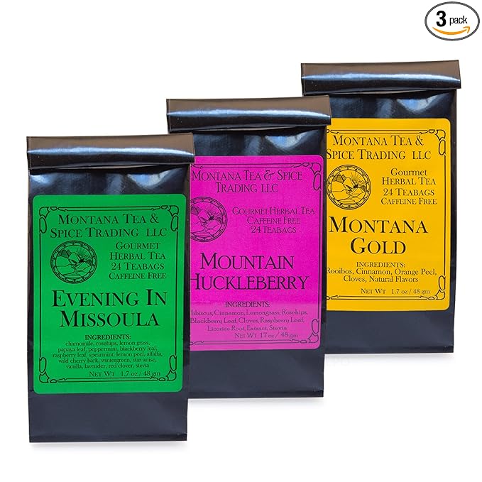 Montana Tea &amp Spice Combo Pack (Evening in Missoula Montana Gold Mt. Huckleberry)