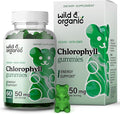 Wild &amp Organic Chlorophyll Gummies 50mg - Detox Cleanse Supplements w/Sodium Copper Chlorophyllin - Internal Deodorant w/Chlorophyll Powder - Vegan Non-GMO - 60 Herbal Chews