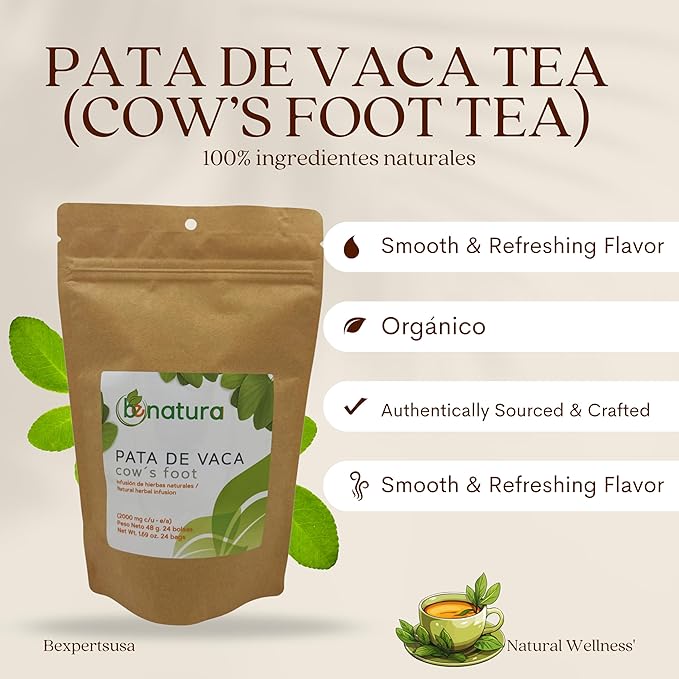 Pata de Vaca Té (Cow's Foot Tea) – 24 Bags – 100% Natural Infusion – Vegan Non-GMO Gluten-Free + Pata de Vaca Capsules – 1500 mg Per Serving 90 Veggie Caps – Organically Grown – 100% Natural Premi