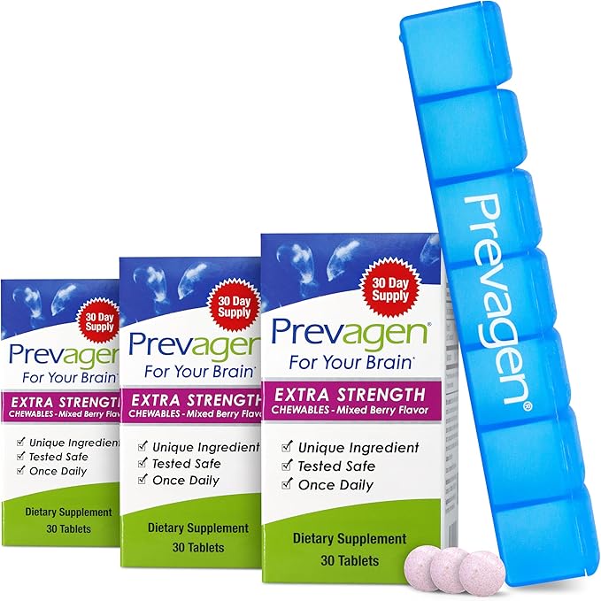 Prevagen Extra Strength - 90 Mixed Berry Chewables (3 Month Supply) 20mg of Apoaequorin Plus Vitamin D3