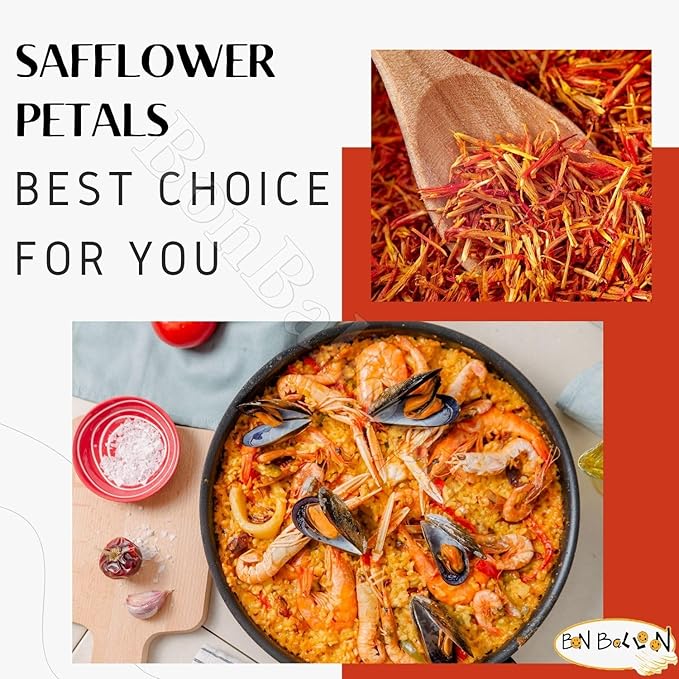 Pure &amp Natural Safflower Petals Loose Carthamus Tinctorius Dry Dried Fresh Herbal Herb Herbs Soaked Tea Cooking Seasoning Spice Spices No Preservatives Halal (17.64 oz / 500 gm) عصفر