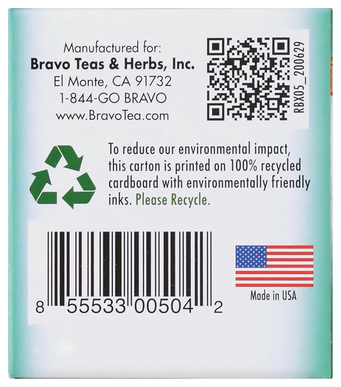 Bravo Tea Colon Cleansing Herbal Tea Naturally Caffeine Free 100% Natural No Artificial Flavors or Preservatives Vegan Gluten Free &amp Non-GMO 20 Tea Bags (Pack of 6)