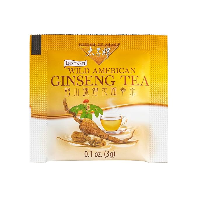 Prince of Peace Instant Wild American Ginseng Tea 80 Sachets – Healthy Drink Caffeine-Free Energy-Boosting Heavy Antioxidants Plant Extract