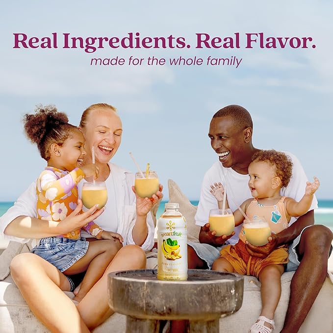 Smartfruit Sunny Banana + Oat Fiber – 100% Real Fruit Purée with Banana Apple &amp Pineapple – Great for Smoothies Juice Yogurt Cocktails Teas &amp More – High in Vitamin A – 2-Pk 48oz Each