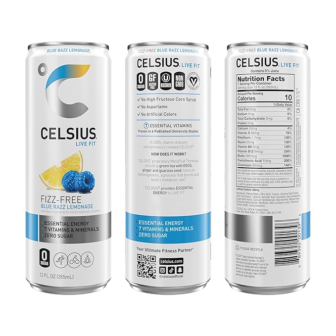 CELSIUS Fizz Free Variety Pack Sugar Free Energy Drink 12 Fl Oz (Pack of 12)