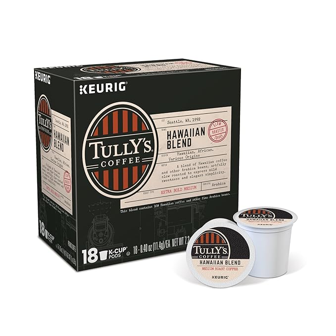 Tully's Coffee Hawaiian Blend Keurig Single-Serve K-Cup Pods Medium Roast Coffee (90)