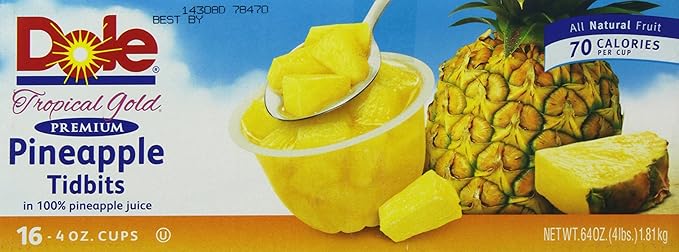 Dole Tidbits in 100 Percent Pineapple Juice 16 Count