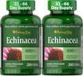 Puritan's Pride Premium Echinacea Natural Whole Herb Herbal Supplement 400mg Dietary Supplement for Health Immune System Support 200 Rapid Release Capsules 2 Pack