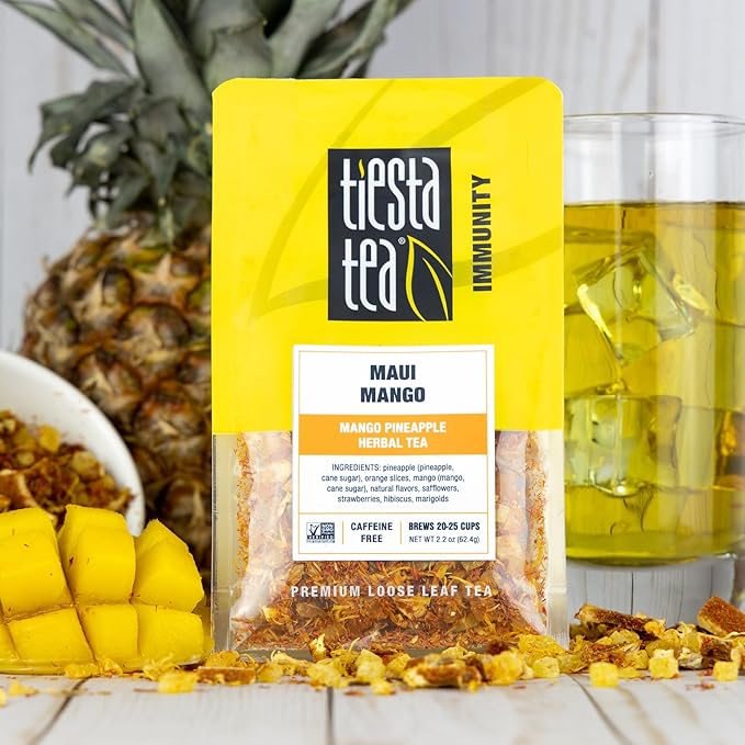 Tiesta Tea - Loose Leaf Herbal Tea Gift Box Medium to Non-Caffeinated Assorted Blends 3 Pouches for Hot &amp Iced Brews Variety Pack Maui Mango Nutty Almond Cream and Pomegranatopia