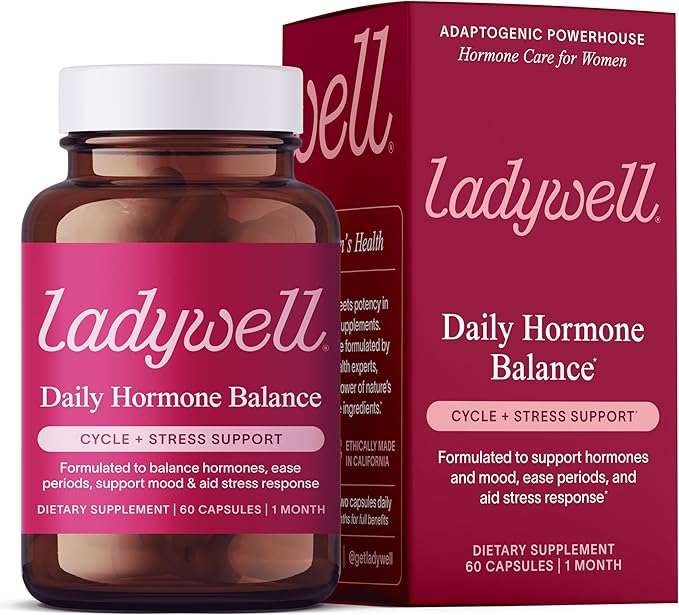 Ladywell Daily Hormone Balance Capsules | Natural Cycle Support for Women | Supports Mood Bloating Cramps Skin Health &amp Cravings | with Chasteberry B Vitamins Ashwagandha Saffron &amp More