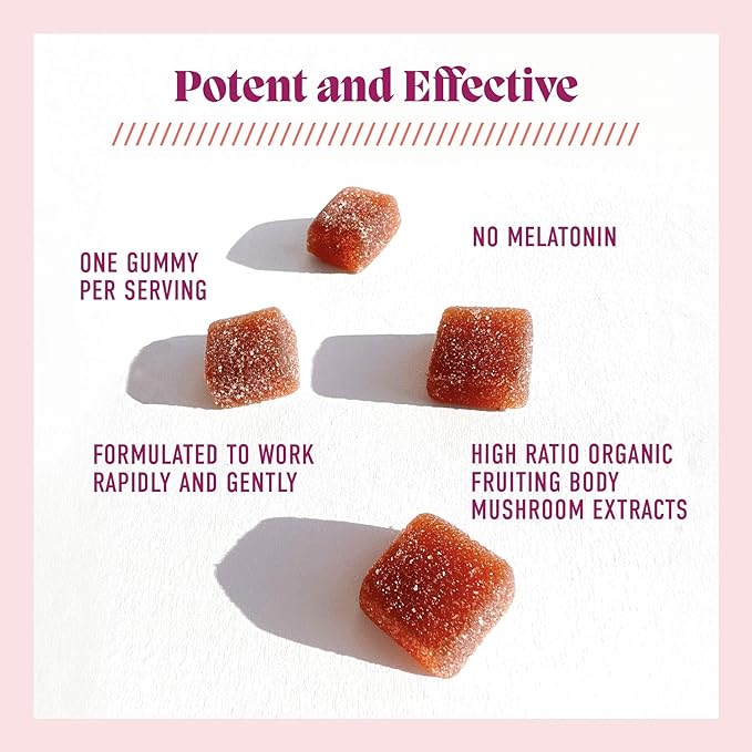 Microjoy Hibernate Gummies – Natural Sleep Aid with Reishi Mushroom – Stress Relief and Mood Support – Vegan Non-GMO Cherry Flavor (30 Gummies)