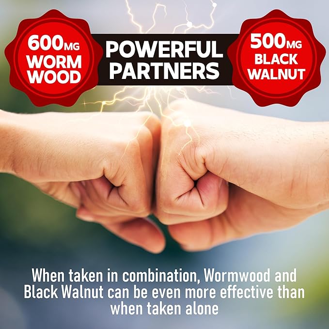 Sweet Wormwood Capsules 1500mg with Black Walnut &amp Cloves - 240 Vegan Capsules - Artemisia Annua Supplement for Immunity