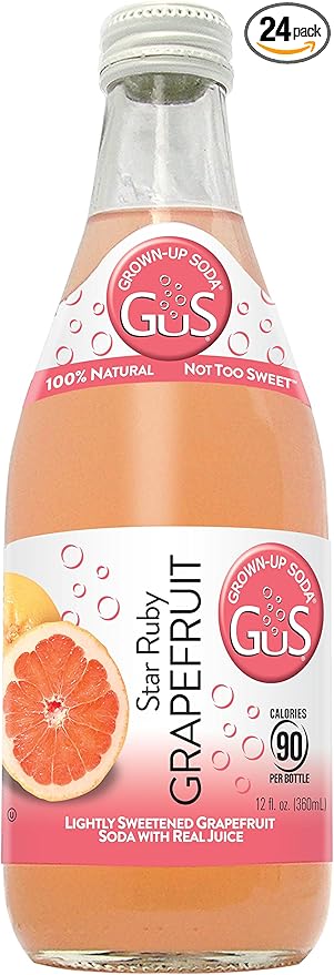 GuS Grown-Up Soda Star Ruby Grapefruit 12 Fl Oz (Pack of 24)