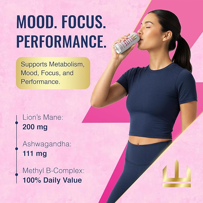 ELITE Energy – Sugar Free Energy Drinks – Clean Green Tea Caffeine with L-Theanine – Zero Sugar 10 Calories Naturally Sweetened Functional Energy – Focus &amp Performance – 12 Pack – Lychee Pomegra