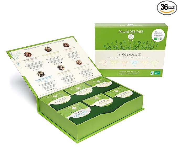 Palais des Thés - Organic L'Herboriste Box - Selection of 36 Premium Herbal Teas - Premium Tea Bags Set Serves 36 Cups