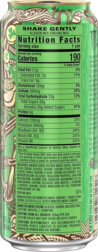 Java Monster Irish Crème Coffee + Energy Drink 15 Ounce | Pack of 12