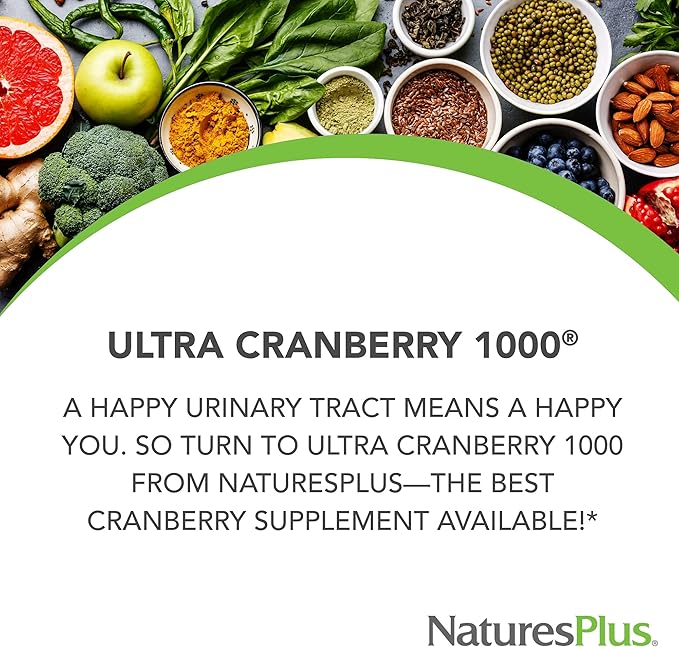NaturesPlus Ultra Cranberry Sustained Release - 1000mg 180 Tablets - with Vitamin C - Vegetarian Gluten Free - 90 Servings
