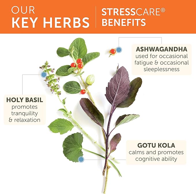 Himalaya StressCare 30 Day Supply - Herbal Adrenal Support for Calming Relaxation Stress Relief Energy Support and Occasional Sleeplessness - Vegan Non-GMO Gluten Free 120 Capsules