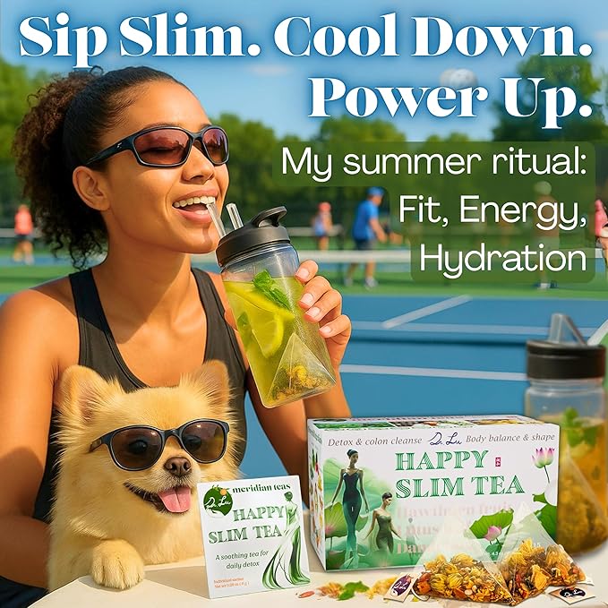 Dr. Lu’s Happy Slim Tea | 100% Natural Detox Tea for Body Balance &amp Shape | Colon Cleanse tea for Bloating &amp Digestion | 11 Inno-Cleanse Herbs incl. Hawthorn Lotus Leaf Burdock Dandelion |
